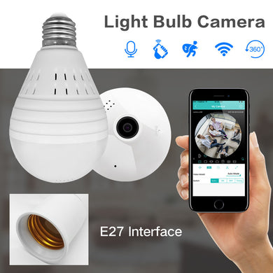 1080P 360 Degree Wireless IP Hidden Camera Fisheye Light Bulb