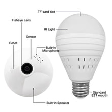 Load image into Gallery viewer, 1080P 360 Degree Wireless IP Hidden Camera Fisheye Light Bulb