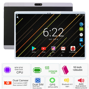 10" Octa Core 4G LTE Tablet 4GB RAM 64GB ROM Android 7.0 GPS Tablet