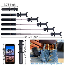 Load image into Gallery viewer, 3 in 1 Selfie Stick Phone Tripod Extendable 26&quot; Monopod with Bluetooth Remote