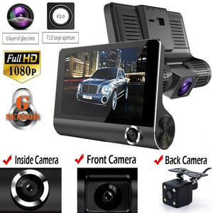 4.0" 1080P Dual Lens Full HD Car DVR Camera 170 Degree Rearview Camera G-sensor
