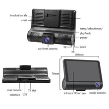 Load image into Gallery viewer, 4.0&quot; 1080P Dual Lens Full HD Car DVR Camera 170 Degree Rearview Camera G-sensor