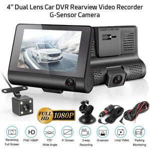 4.0" 1080P Dual Lens Full HD Car DVR Camera 170 Degree Rearview Camera G-sensor