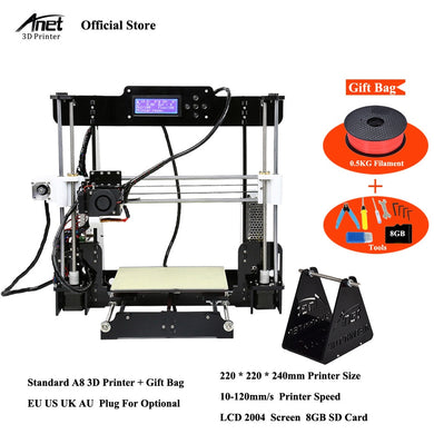 Anet A8 Auto 3D Printer 0.4mm Nozzle Reprap i3 Aluminium Alloy Hotbed Printer DIY
