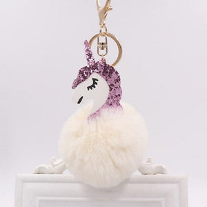 Anime Unicorn With Pom Pom Plush Toy With Key Chain