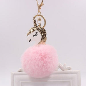 Anime Unicorn With Pom Pom Plush Toy With Key Chain
