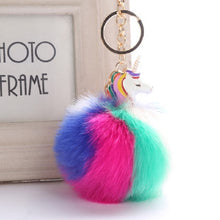 Load image into Gallery viewer, Anime Unicorn With Pom Pom Plush Toy With Key Chain