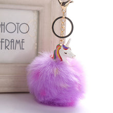 Load image into Gallery viewer, Anime Unicorn With Pom Pom Plush Toy With Key Chain
