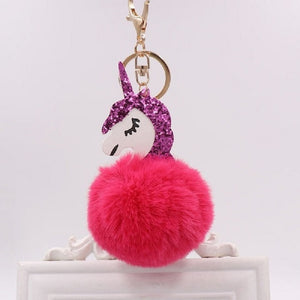 Anime Unicorn With Pom Pom Plush Toy With Key Chain