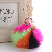 Load image into Gallery viewer, Anime Unicorn With Pom Pom Plush Toy With Key Chain