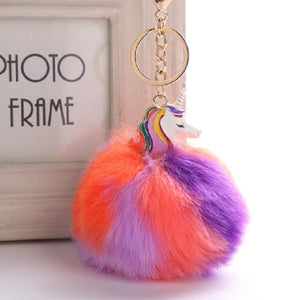 Anime Unicorn With Pom Pom Plush Toy With Key Chain