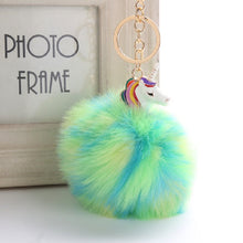 Load image into Gallery viewer, Anime Unicorn With Pom Pom Plush Toy With Key Chain