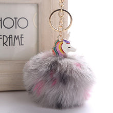 Load image into Gallery viewer, Anime Unicorn With Pom Pom Plush Toy With Key Chain