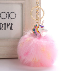Anime Unicorn With Pom Pom Plush Toy With Key Chain