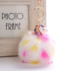 Anime Unicorn With Pom Pom Plush Toy With Key Chain