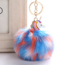 Load image into Gallery viewer, Anime Unicorn With Pom Pom Plush Toy With Key Chain