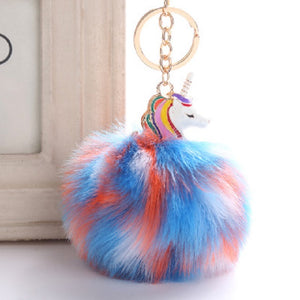 Anime Unicorn With Pom Pom Plush Toy With Key Chain