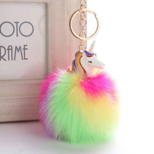 Anime Unicorn With Pom Pom Plush Toy With Key Chain
