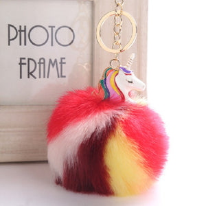Anime Unicorn With Pom Pom Plush Toy With Key Chain