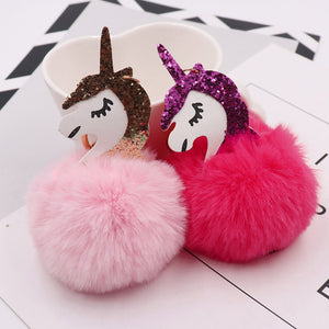 Anime Unicorn With Pom Pom Plush Toy With Key Chain
