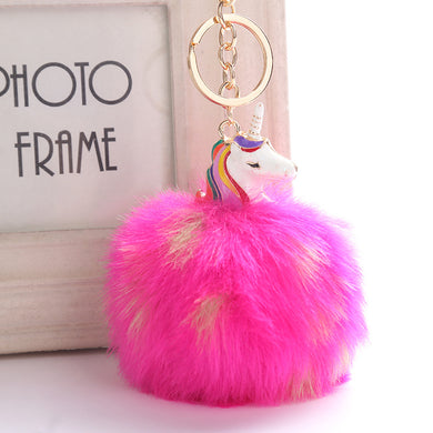 Anime Unicorn With Pom Pom Plush Toy With Key Chain