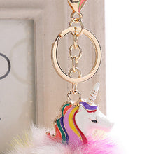Load image into Gallery viewer, Anime Unicorn With Pom Pom Plush Toy With Key Chain