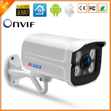 BESDER Wide Angle 2.8mm Outdoor IP Camera PoE 1080P 960P 720P Metal Case ONVIF Security Waterproof IP Camera CCTV 4PCS ARRAY LED