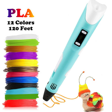 Dikale 3D Printing Pen 12V 3D Pen Pencil 3D Drawing Pen Free 36m PLA Filament For Kid Child Education Hobbies Toy Christmas Gift