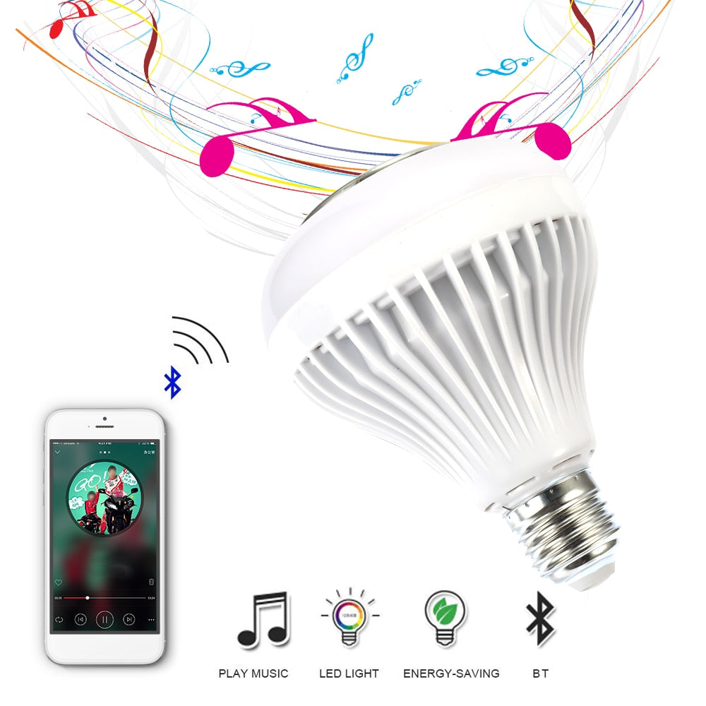 E27 Wireless BT RGB Bulb LED Lamp Smart Led Light Music Player Audio with Remote Control Without white light