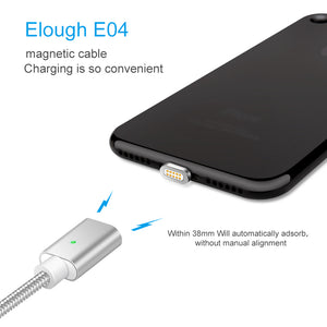 Elough E04 Magnetic Charger Cable For iPhone 5 5s 6 6s 7 Plus Phones Fast Charge Max 2.4A Nylon Magnet Charger Data Cables Wire