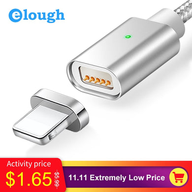 Elough E04 Magnetic Charger Cable For iPhone 5 5s 6 6s 7 Plus Phones Fast Charge Max 2.4A Nylon Magnet Charger Data Cables Wire