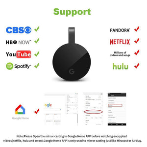 G5 Miracast Google Chromecast 2 HDMI Wifi Display Receiver Video For TV Mirroring