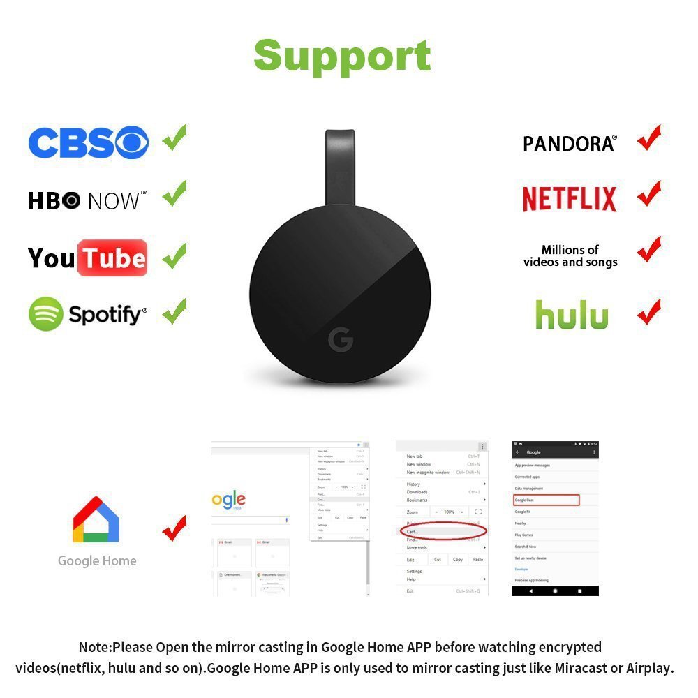 G5 Miracast Google Chromecast 2 HDMI Wifi Display Receiver Video For TV Mirroring