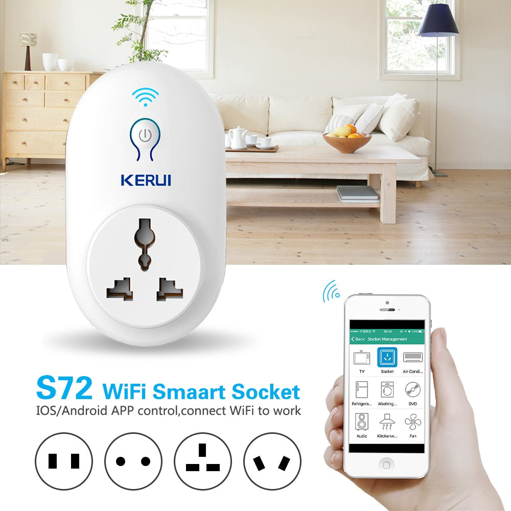 KERUI S72  wifi power socket plug outlet,smart Home Automation APP Control swit With EU AU US UK plug for iphone xiaomi Android