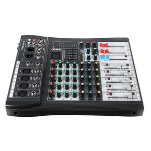 LEORY 6 Channel Karaoke Audio Mixer With USB 48V Phantom Power Bluetooth Professional Microphone Sound Mixing Amplifier Console