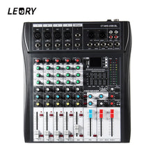 Load image into Gallery viewer, LEORY 6 Channel Karaoke Audio Mixer With USB 48V Phantom Power Bluetooth Professional Microphone Sound Mixing Amplifier Console