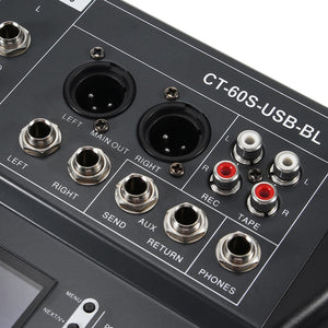 LEORY 6 Channel Karaoke Audio Mixer With USB 48V Phantom Power Bluetooth Professional Microphone Sound Mixing Amplifier Console