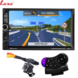 LaBo 7'' 2 Din Car Radio Multimedia Player GPS Navigation Camera Bluetooth MP4 MP5 Stereo Audio Auto steering-wheel Free Map