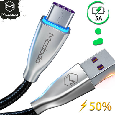 Mcdodo Type C LED Light 5A Super Fast Charging USB-C cable  data Cord Phone For Samsung S9 S8  Xiaomi huawei Mate 20 QC3.0 Cable