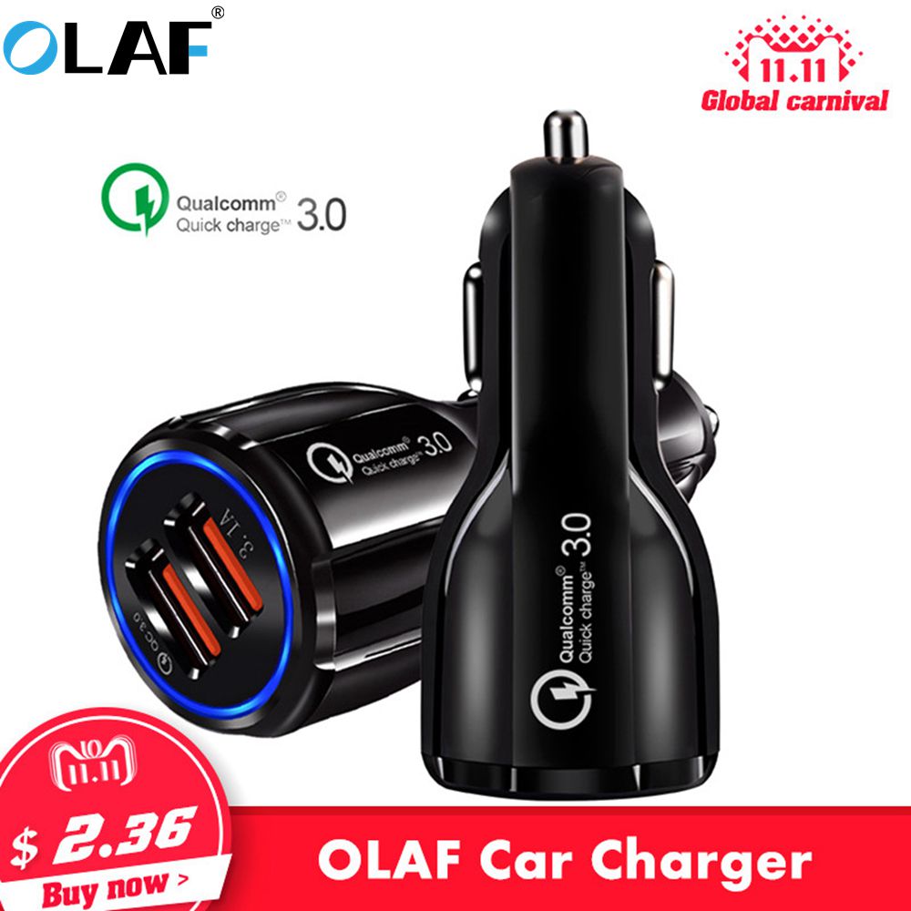 Olaf Car USB Charger Quick Charge 3.0 2.0 Mobile Phone Charger 2 Port USB Fast Car Charger for iPhone Samsung Tablet Car-Charger
