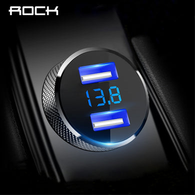 ROCK Digital Display Dual USB Car Charger 5V 3.4A For iPhone X 8 7 Xiaomi Samsung Fast Charging Voltage Monitoring Universal