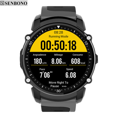 SENBONO FS08 GPS Bluetooth Sport Smart Watch IP68 Waterproof Swim Fitness Tracker Stopwatch Heart Rate Monitor Smartwatch