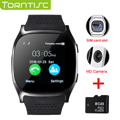 TORNTISC smart watch T8 watch phone passometer reloj inteligente watch phone battery Support SIM TF Card camera For Android