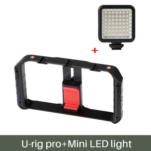 Ulanzi Smartphone Camera Handheld Video Rig Video Gear with Wide Angle Lens Microphone LED Light for iPhone Max X 8 7 Samsung S8