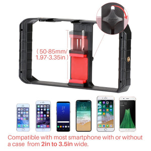 Ulanzi Smartphone Camera Handheld Video Rig Video Gear with Wide Angle Lens Microphone LED Light for iPhone Max X 8 7 Samsung S8