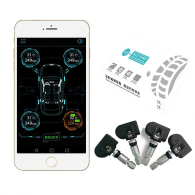 Universal Car TPMS Tire Tyre Pressure Monitoring System Bluetooth 4.0 Connection on iOS Android Phone App Display with 4 Sensors