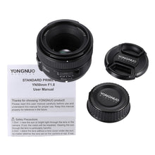 Load image into Gallery viewer, YONGNUO YN50mm F1.8 Large Aperture Auto Focus Lens For Nikon D800 D300 D700 D3200 D3300 D5100 D5200 D5300 DSLR Camera Lens