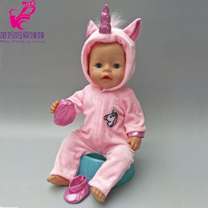 Doll Clothes for 43cm Baby Doll Coat Unicorn Hoodie 17" or 18" Baby Doll Dress