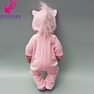 Doll Clothes for 43cm Baby Doll Coat Unicorn Hoodie 17" or 18" Baby Doll Dress