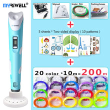 Load image into Gallery viewer, myriwell 3d pen 3d pens,LED display,ABS/PLA Filament,3 d pen Add special brackets to protect hands, 3d printed pen Gift for Kids